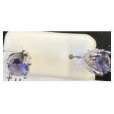 Sterling Silver Earrings with Purple Stones