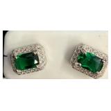Emerald-Like Stud Earrings in 925 Silver