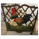 Cast Iron Rooster and Hen Cook Book Stand