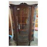 Curved Glass Oak China Cabinet, Claw Feet