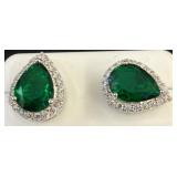 Sterling Silver Earrings With Green Gemstones