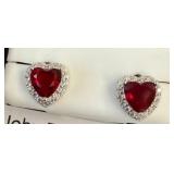 Sterling Silver Heart-Shaped Stud Earrings