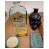 Glass Bottles and Vintage Tins Assortment