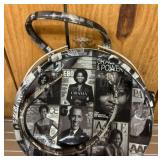 Round Handbag With Magazine Cover Print