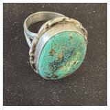 Silver Ring with Turquoise Oval Stone