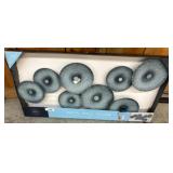 Blue Metal Wall Decor with Textured Design