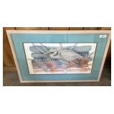 Framed Egret Artwork by P. Brent