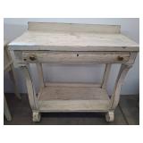 Distressed White Wood Console Table with Drawer