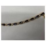 10K Gold Bracelet With Sapphire-Like Stones