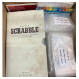 Box With Travel Scrabble and Resealable Bags