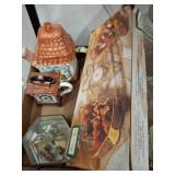 Ceramic Items and Glass Display Frame