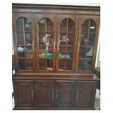 Mahogany Hutch with Glass Doors and Cabinet Storag