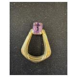14K Yellow Gold Pendant with Purple Gemstone