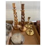 Wood and Brass Candle Holders Assortment