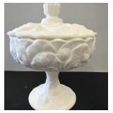 Fenton Milk Glass Covered Compote Dish