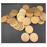 50 Wheat Pennies, 1926-1958 Assorted Dates