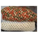 Two Crocheted Multi-Color Blankets