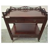 Wood Serving Cart with Drawers and Casters