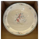 Stoneware Serving Bowl with Farm Motif