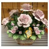 Capodimonte Basket With Porcelain Flowers