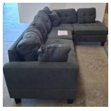 Gray Sectional Sofa with Nailhead Trim 100x72in