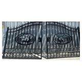Black Wrought Iron Double Gates, Deer Design