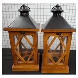 Wooden Lanterns With Metal Tops