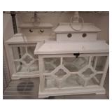 White Painted Wooden Lanterns with Glass Panels