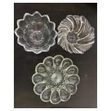 Three Pressed Glass Serving Plates