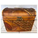 Woven Wood and Bamboo Box with Leaf Detailing