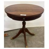 Round Pedestal Side Table with Missing Back Drawer
