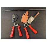 Expandable Baton, Handcuffs, Knife, and Sheaths