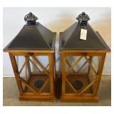 Wooden Lanterns With Metal Tops