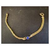 18K Gold Bracelet With Blue Cabochon Accent