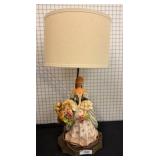 Porcelain Figurine Table Lamp with Fabric Shade