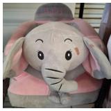 Plush Pink and Gray Baby Elephant Chair