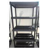Black Plastic Five-Shelf Storage Unit