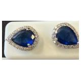 925 Silver Teardrop Blue Stone Earrings