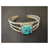 Sterling Silver Cuff Bracelet with Turquoise Stone