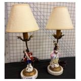 Figurine Table Lamps with Porcelain Figures