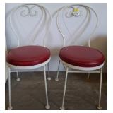 White Metal Chairs with Red Vinyl Seats