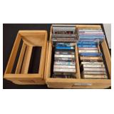 Wood Crates With Assorted Music and Software Tapes