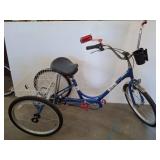 Blue Adult Tricycle with Rear Storage Basket