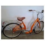 Orange Biria Cruiser Bicycle With Rear Rack