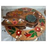 Wooden frame mirror With Handpainted Floral Motif