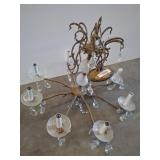 Ornate Brass Chandelier with Crystal Accents