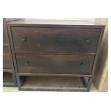 Two-Drawer Wooden Nightstand With Metal Frame