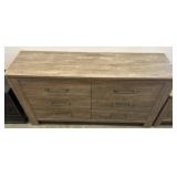 Wooden Dresser with Six Drawers and Mirror Frame
