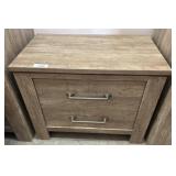 Wood Two-Drawer Nightstand With Metal Handles