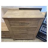 Wood-Finish Chest of Drawers with Metal Handles